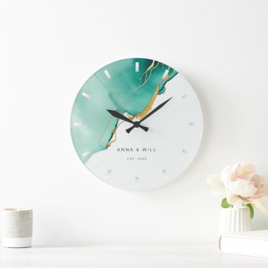 Modern Emerald Gold Beach bruiloft Jubileum Grote Klok (Huis)