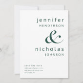 Modern Emerald Green Ampersand Typography Wedding Save The Date (Voorkant)
