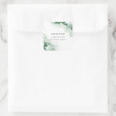 Modern Emerald Green Aqua Silver Agate Adres Vierkante Sticker (Tas)