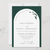 Modern Emerald Green Arch Botanical Photo Wedding Kaart (Voorkant)