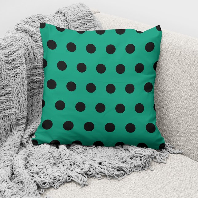 Modern Emerald Green Black Polka Dots Pattern Kussen (Creator heeft geüpload)