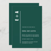 Modern Emerald Green Bold Initialen Wedding Kaart (Voorkant / Achterkant)