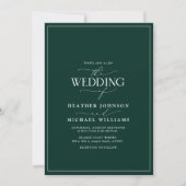 Modern Emerald Green Calligraphy Wedding Kaart (Voorkant)