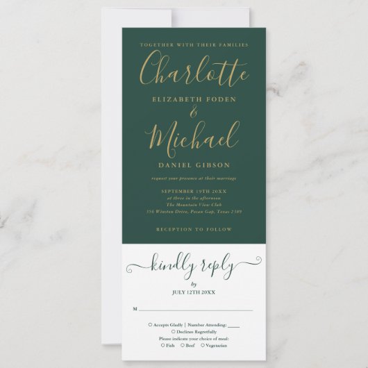 Modern Emerald Green Elegant Gold Script Kaart (Voorkant)