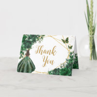 Modern Emerald Green Floral Princess Quinceañera