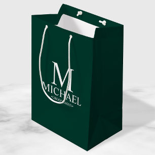 Modern Emerald Green Gepersonaliseerde Groomsman Medium Cadeauzakje