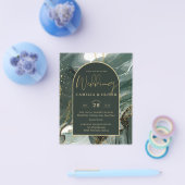 Modern Emerald Green Gold Agate Marble WEDDING Flyer (Enkel)