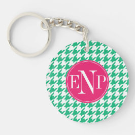 Modern Emerald Green Houndstooth, gepersonaliseerd Sleutelhanger