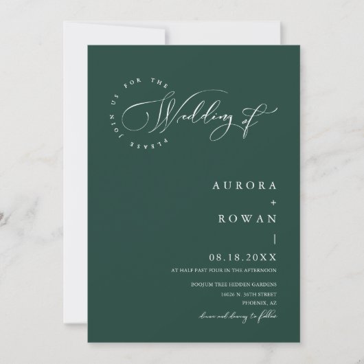 Modern Emerald Green Minimal Wedding QR Code Foto Kaart (Voorkant)