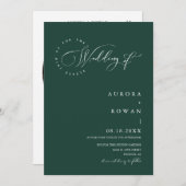 Modern Emerald Green Minimal Wedding QR Code Foto Kaart (Voorkant / Achterkant)