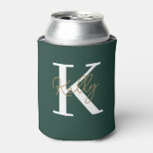 Modern Emerald Green Monogram Script Blikjeskoeler (Blikje Voorkant)