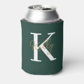 Modern Emerald Green Monogram Script Blikjeskoeler (Blikje Achterkant)