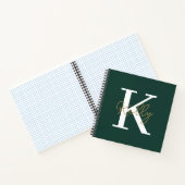 Modern Emerald Green Monogram Script Notitieboek (Binnen)