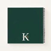 Modern Emerald Green Monogram Script Notitieboek (Achterkant)