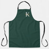 Modern Emerald Green Monogram Script Schort (Voorkant)