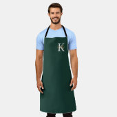 Modern Emerald Green Monogram Script Schort (Gedragen)