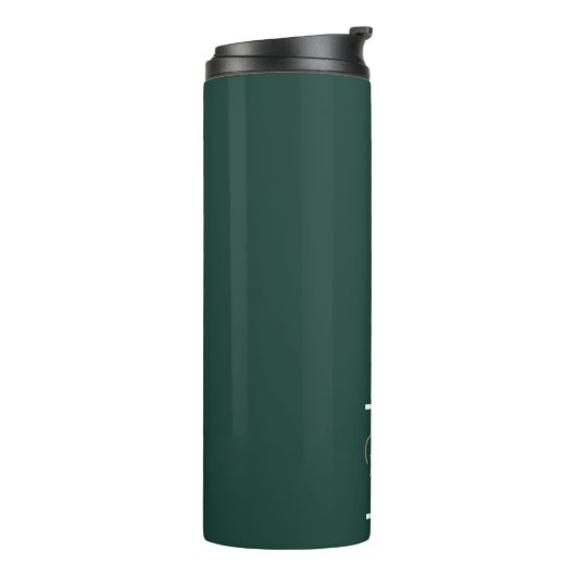 Modern Emerald Green Monogram Script Thermosbeker (Gedraaid links)