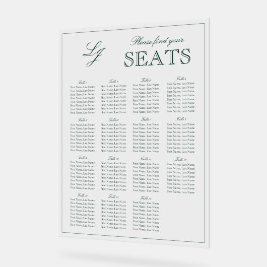 Modern Emerald Green Monogram Script Trouwstoel Acryl Bord (Hoek)