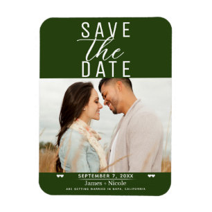 Modern Emerald Green Save the Date Wedding Photo Magneet