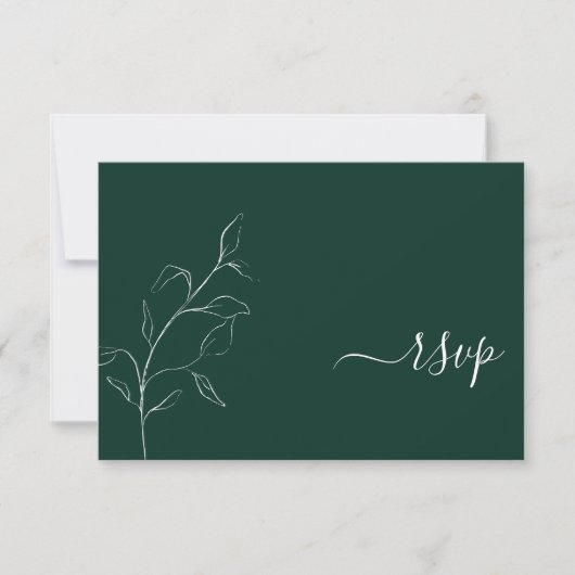 Modern Emerald Green Script Botanical No Menu RSVP (Voorkant)