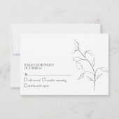 Modern Emerald Green Script Botanical No Menu RSVP (Achterkant)