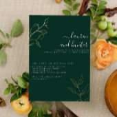 Modern Emerald Green Script Botanical Wedding Gold Folie Uitnodiging
