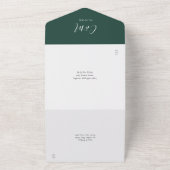 Modern Emerald Green Script Photo Wedding All In One Uitnodiging (Buitenkant)