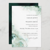 Modern Emerald Green Silver Agate Wedding Invite Bedankkaart (Voorkant / Achterkant)