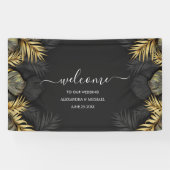 Modern Emerald Green Tropical Destination Wedding Spandoek (Horizontaal)
