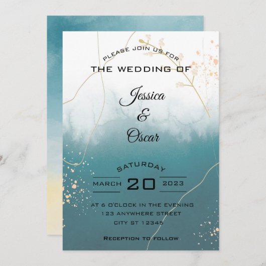 Modern Emerald Green Wedding Invitation Kaart (Voorkant / Achterkant)