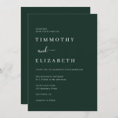 Modern Emerald Green Wedding Invitation Kaart (Voorkant / Achterkant)