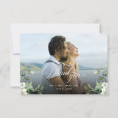 Modern Emerald Greenery Fotobruiloft Bedankkaart (Voorkant)