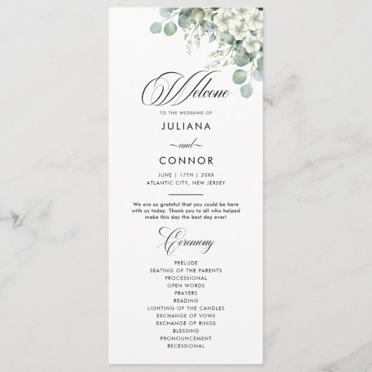 Modern Emerald Greenery huwelijksprogramma Programma (Voorkant)