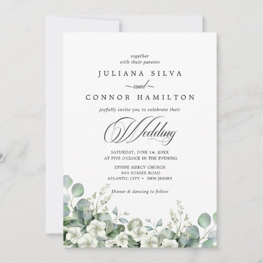 Modern Emerald Greenery Uitnodiging voor een bruil (Voorkant)