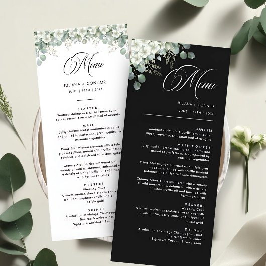 Modern Emerald Greenery Wedding Menu