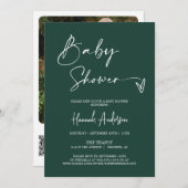 Modern Emerald Groen Baby shower QR Code Foto Kaart (Voorkant / Achterkant)