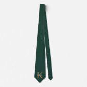 Modern Emerald Groen Goud Monogram Script Stropdas (Voorkant)
