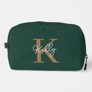 Modern Emerald Groen Goud Monogram Script Toilettasje