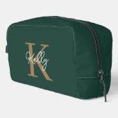Modern Emerald Groen Goud Monogram Script Toilettasje (Rechterhoek)