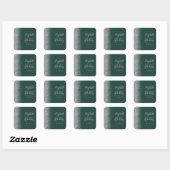 Modern Emerald Groen Zilver Glitter Edge Bruiloft Vierkante Sticker (Vel)