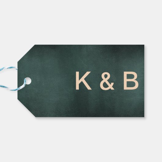 Modern Emerald Groen Zwart Elegant Bruiloft Cadeaulabel (Achterkant Horizontaal)