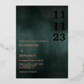 Modern Emerald Groen Zwart Elegant Bruiloft Folie Uitnodiging (Voorkant)