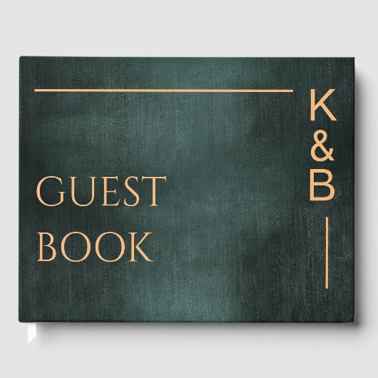 Modern Emerald Groen Zwart Elegant Bruiloft Gastenboek (Voorkant)