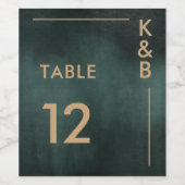 Modern Emerald Groen Zwart Trouwtafel Nummer Wijn Etiket (Enkel label)