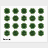 Modern Emerald Marmer en Goud Monogram Ronde Sticker (Vel)