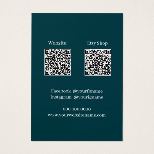 Modern Emerald QR Code Jewelry Business Ketting Visitekaartje (Achterkant)