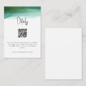Modern Emerald Waterverf Wedding Details QR Code Informatiekaartje (Voorkant / Achterkant)