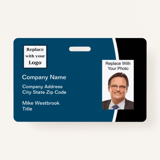 Modern Employe Company Logo ID Badge (Voorkant)