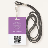 Modern Employee ID Aangepaste naam Foto ID Paarse Badge (Achterkant met draagriem)