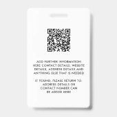 Modern Employee ID Foto Logo QR Code Badge (Achterkant)